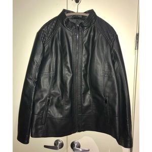 3X Black Moto Faux Leather Jacket